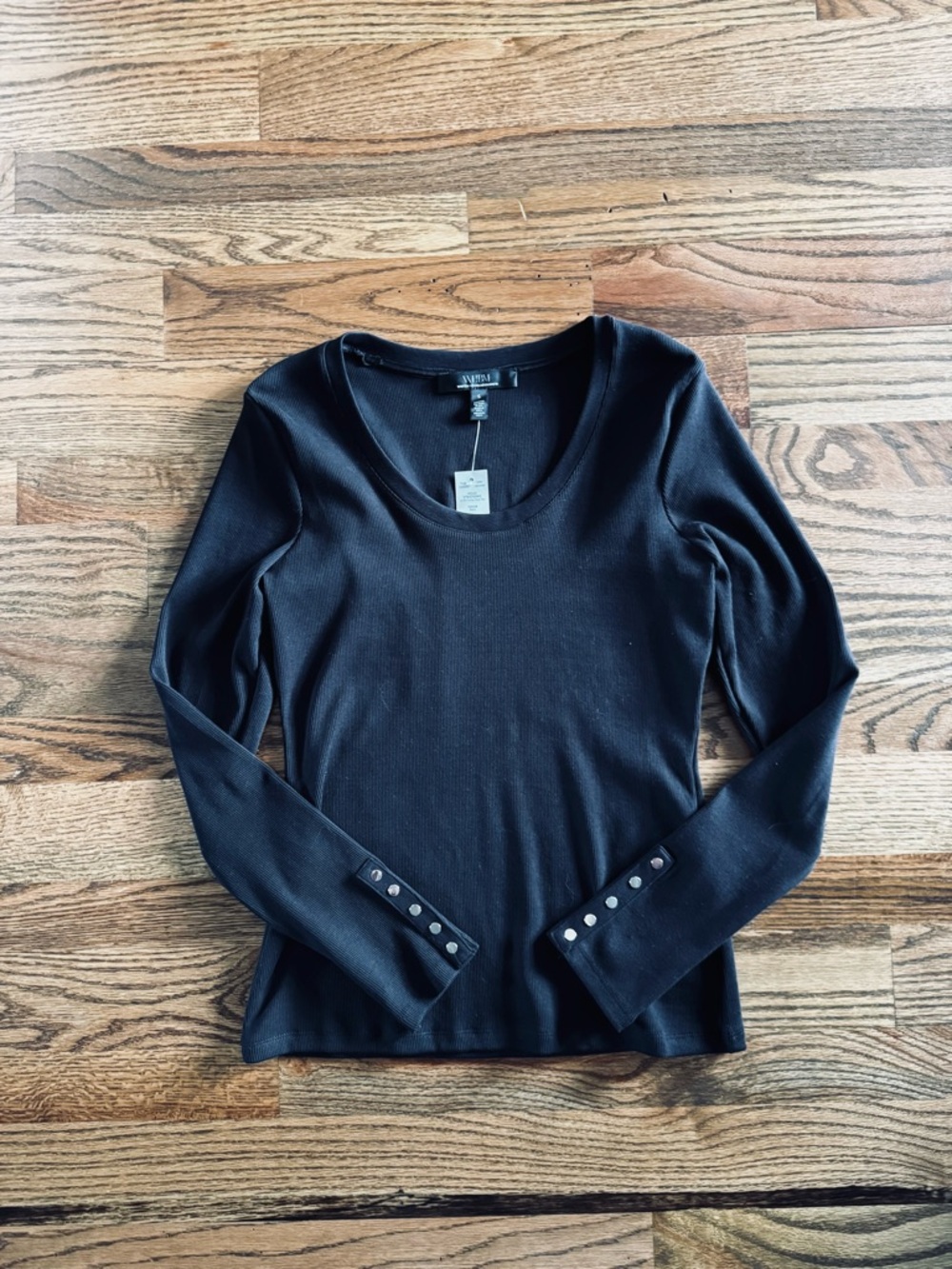 White House Black Market Long-Sleeve Top with Studded Cuffs